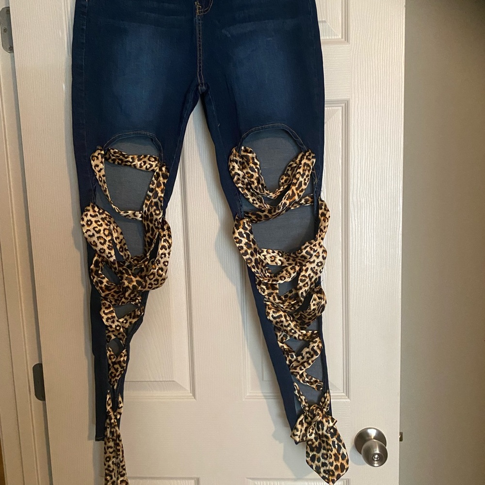 Leopard Laced Jeans